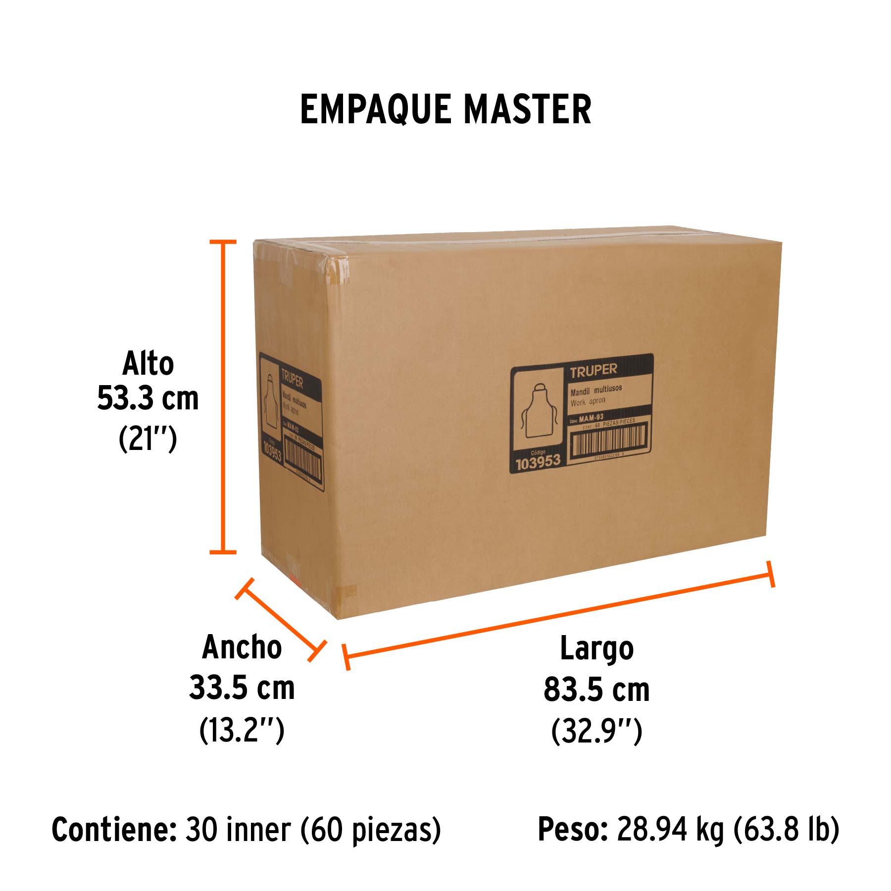 Mandil multiusos, de mezclilla, TRUPER - Empaque