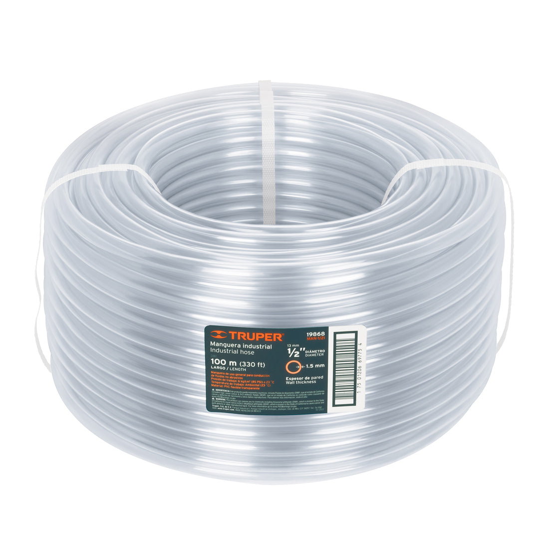 Metro de manguera 1/2" industrial en rollo de 100 m, TRUPER
