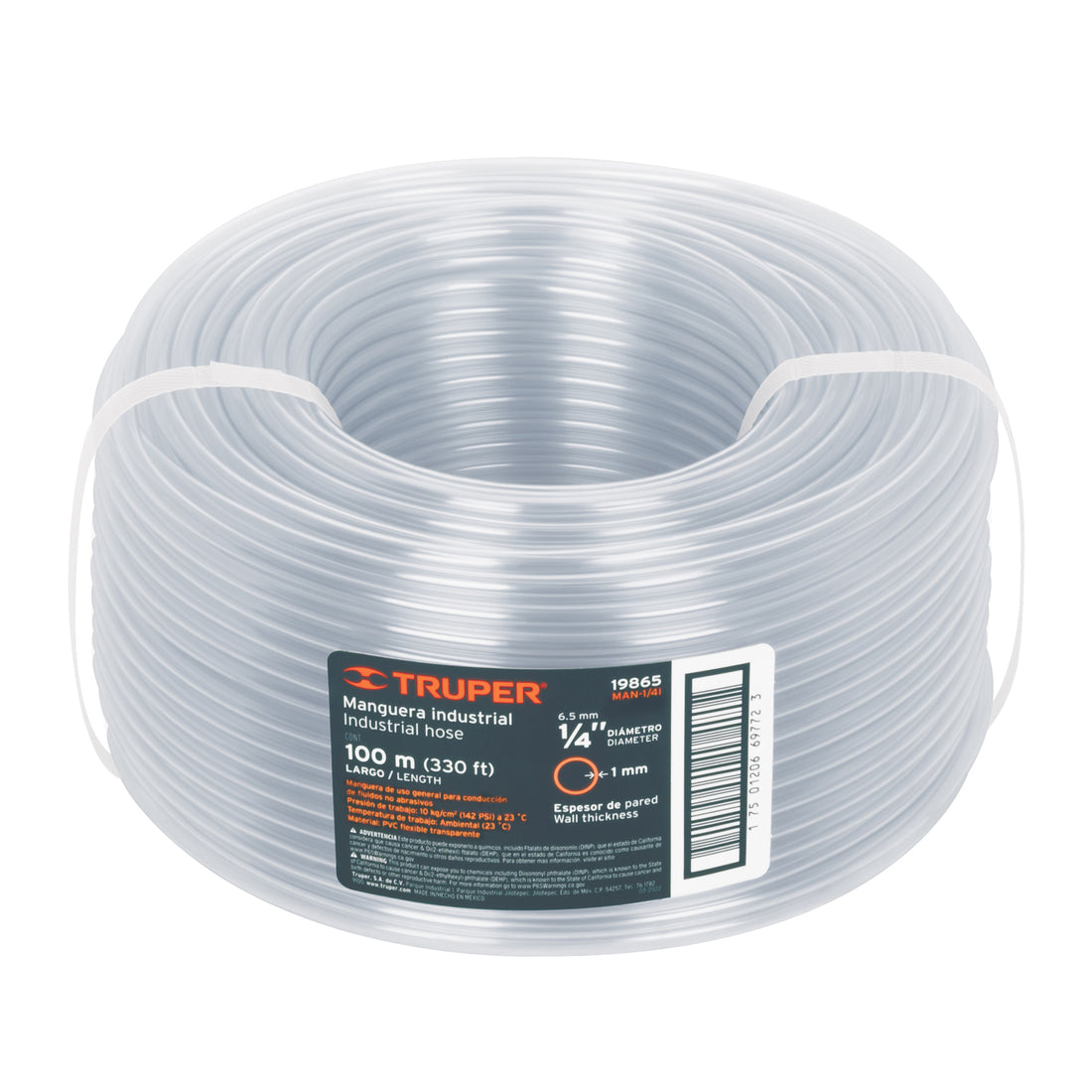 Metro de manguera 1/4" industrial en rollo de 100 m, TRUPER