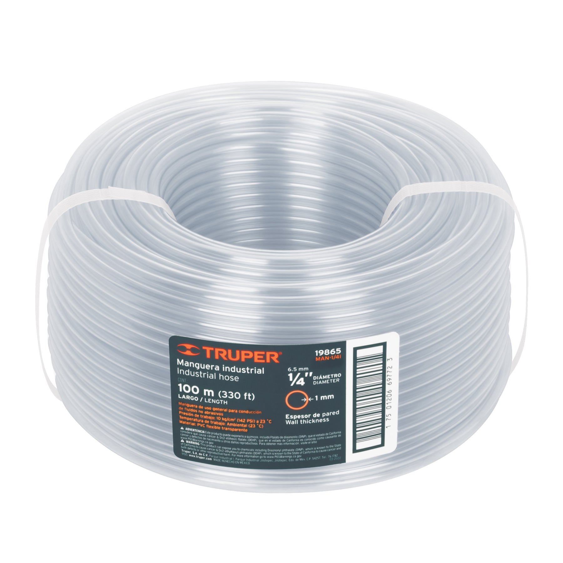 Metro de manguera 1/4" industrial en rollo de 100 m, TRUPER