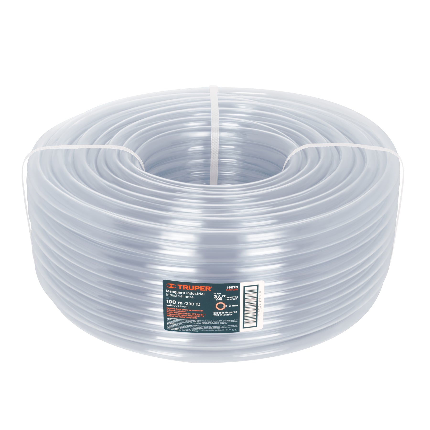 Metro de manguera 3/4" industrial en rollo de 100 m, TRUPER