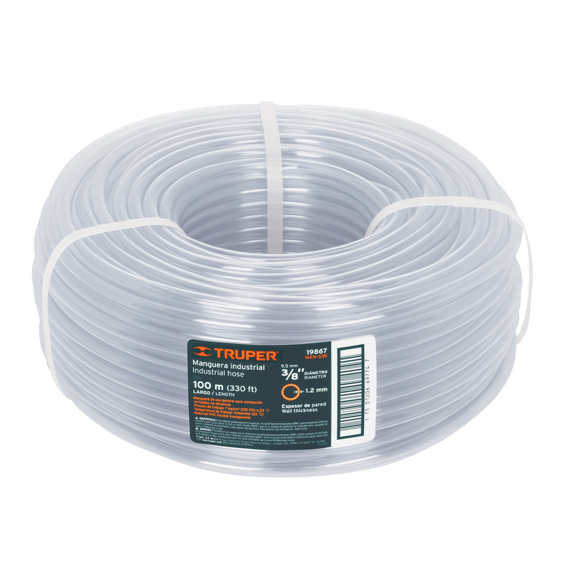 Metro de manguera 3/8" industrial en rollo de 100 m, TRUPER