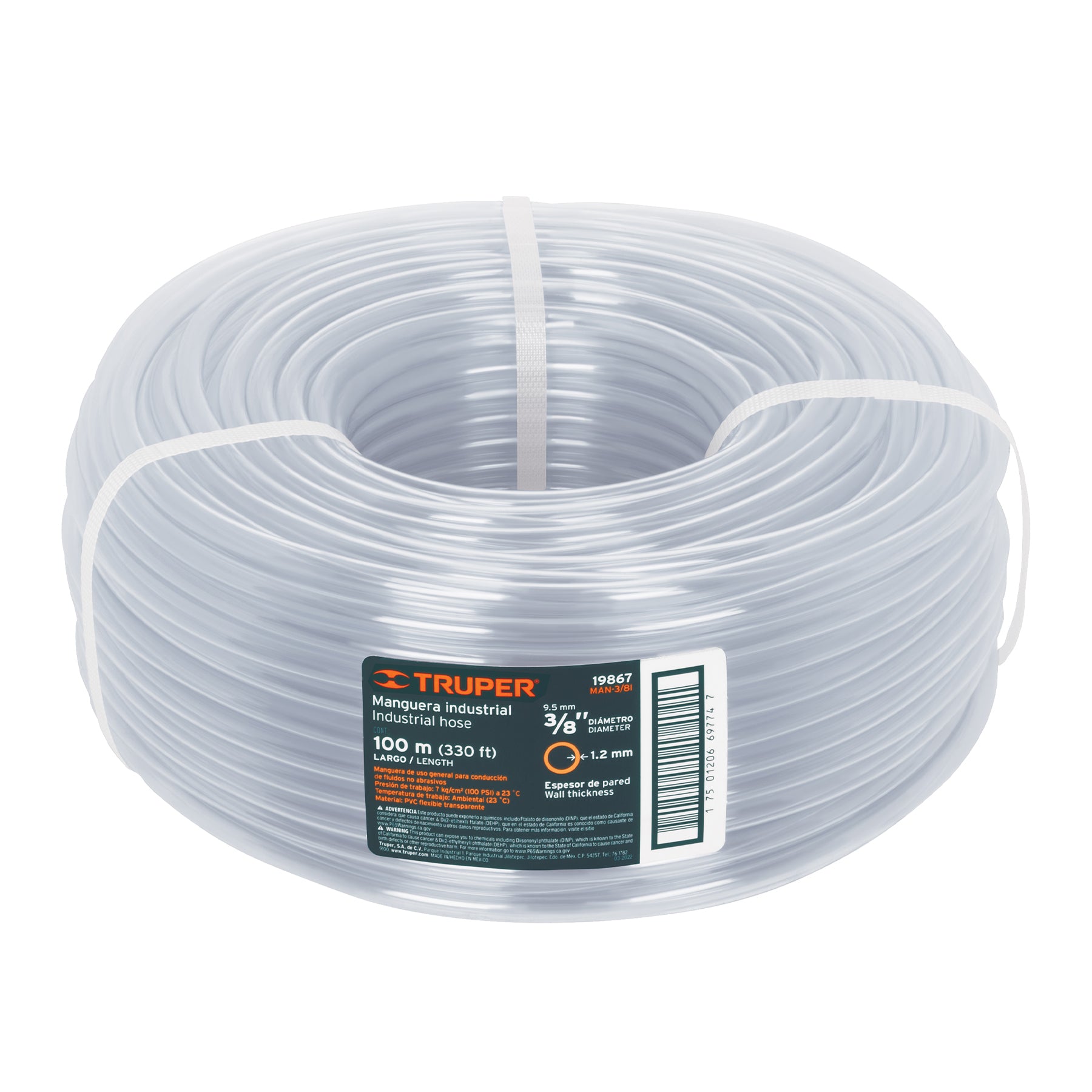 Metro de manguera 3/8" industrial en rollo de 100 m, TRUPER