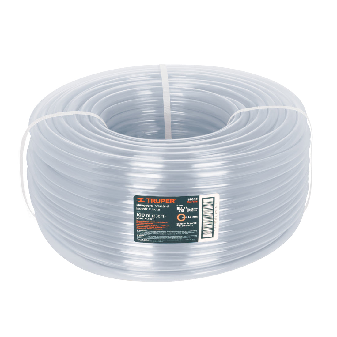Metro de manguera 5/8" industrial en rollo de 100 m, TRUPER