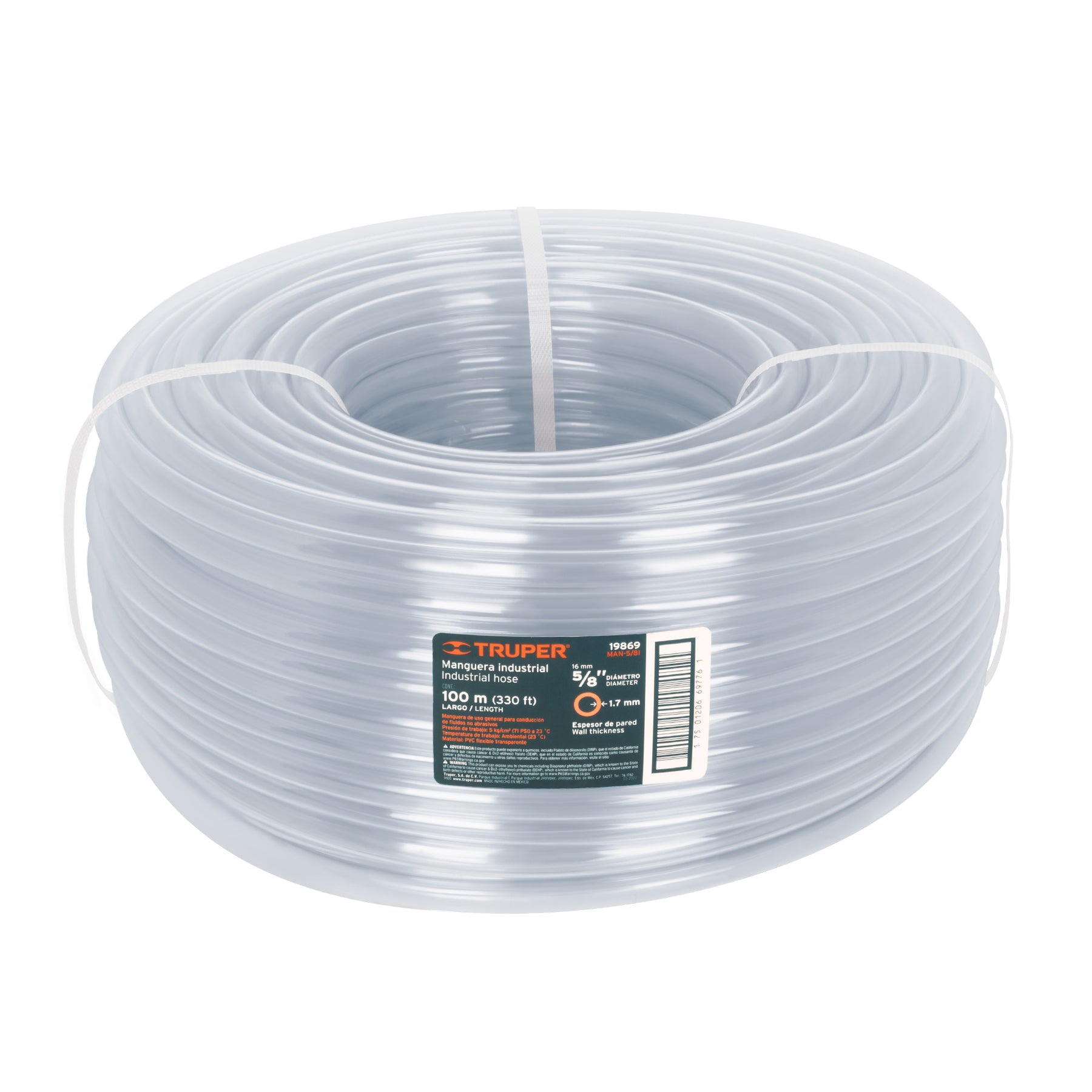 Metro de manguera 5/8" industrial en rollo de 100 m, TRUPER