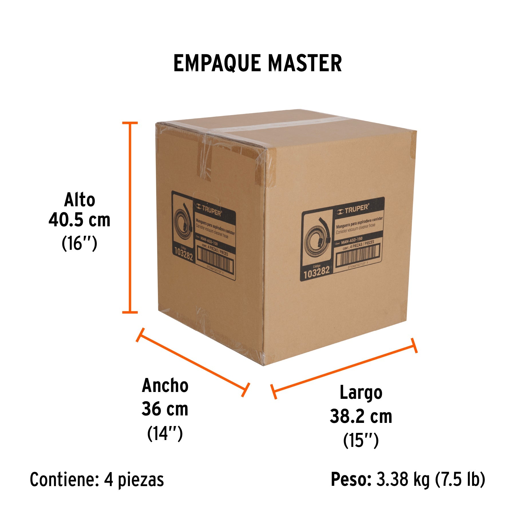 Manguera de 1.5 m para aspiradora canister ASD-150, TRUPER - Empaque