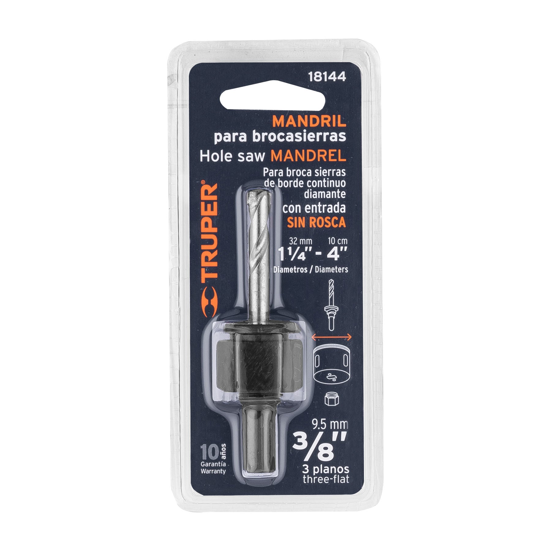 Mandril para brocasierra diamante sin rosca 3/8", TRUPER
