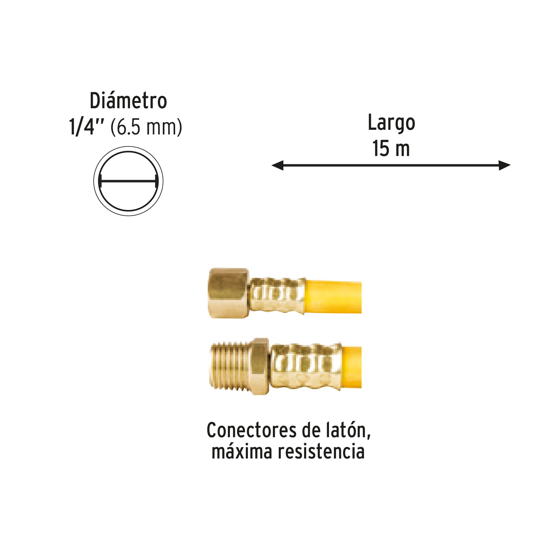 Manguera para compresor, de PVC, 15m x 1/4", PRETUL