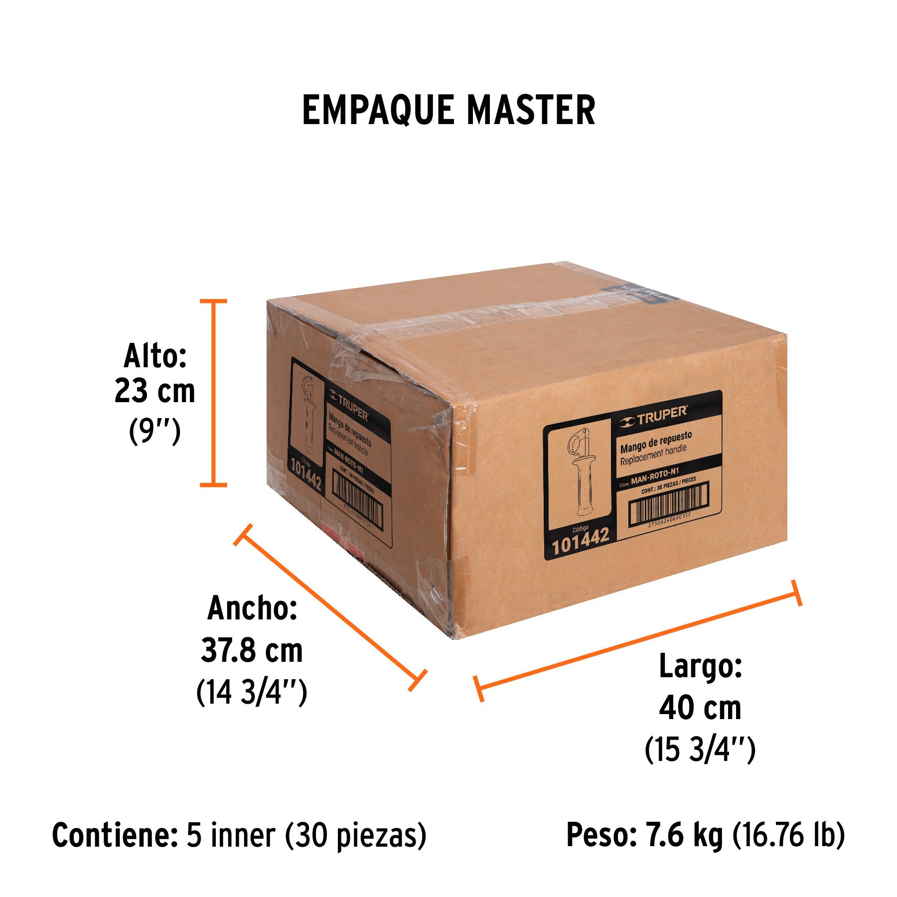 Mango de repuesto para ROTO-1/2NX2,1/2NX2-2,1/2N7 y 1/2N6 - Empaque