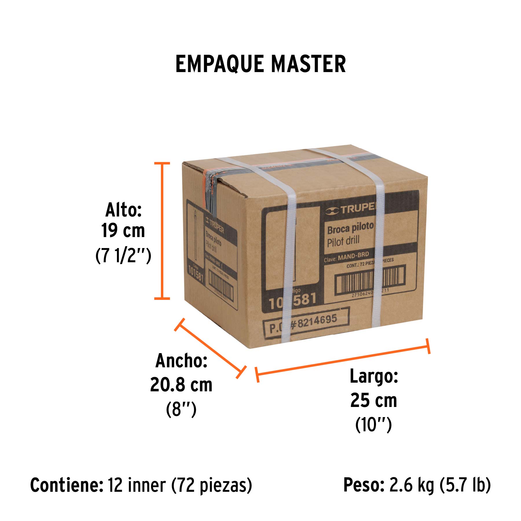 Broca piloto de 1/4" para brocasierras diamante, TRUPER - Empaque