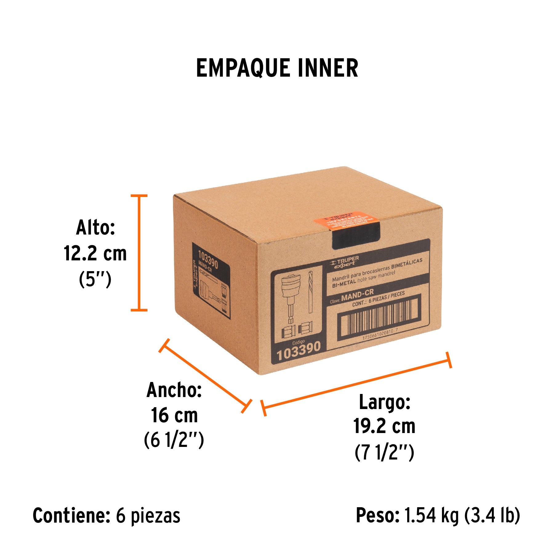 Mandril de cambio rápido con adaptadores y broca, TRUPER - Empaque