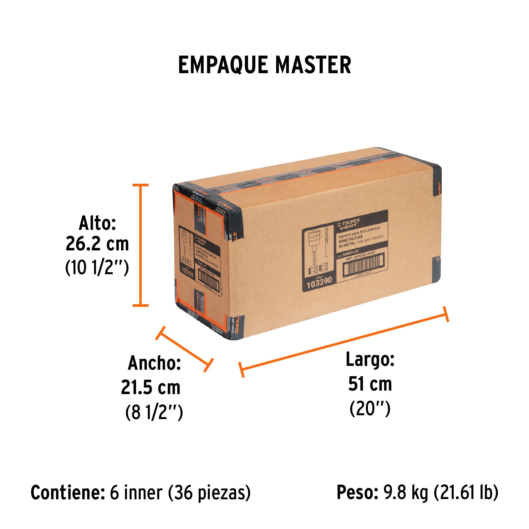 Mandril de cambio rápido con adaptadores y broca, TRUPER - Empaque