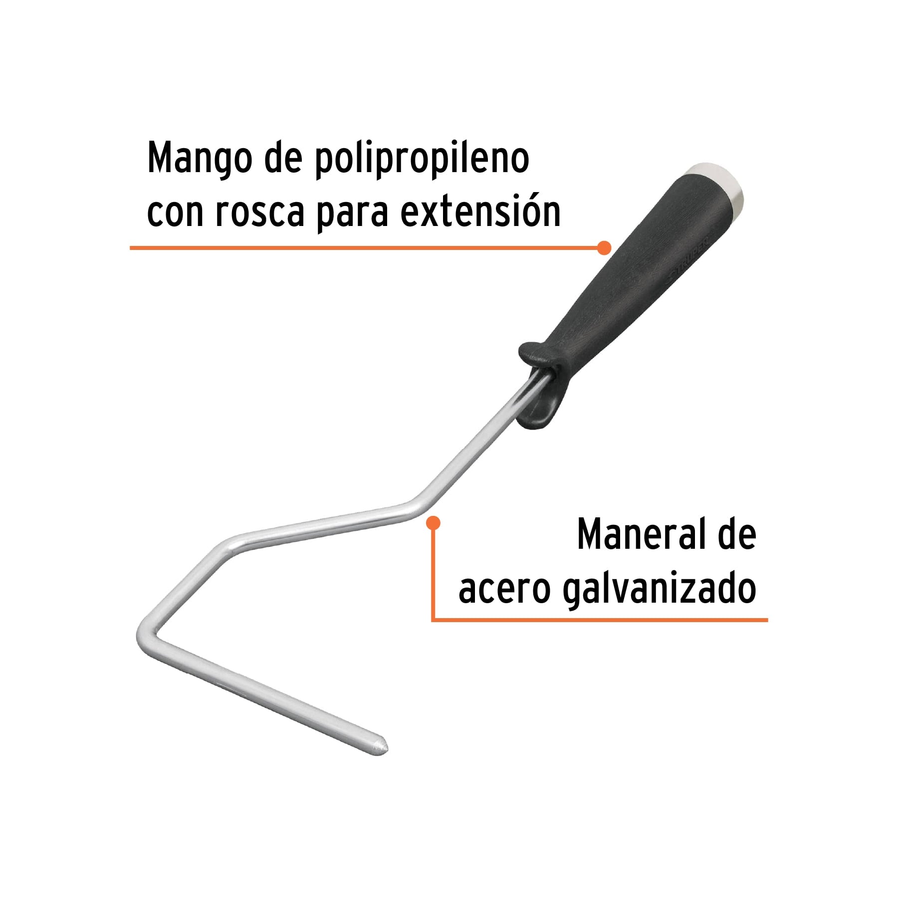 Maneral de 4" para rodillo, TRUPER