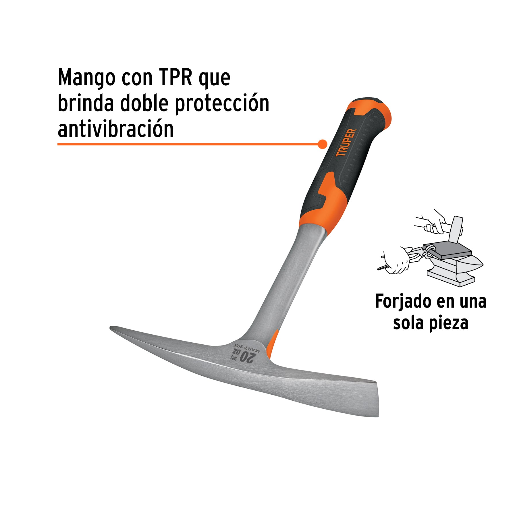 Martelina talacho-pico, 20 oz, mango TPR, TRUPER EXPERT