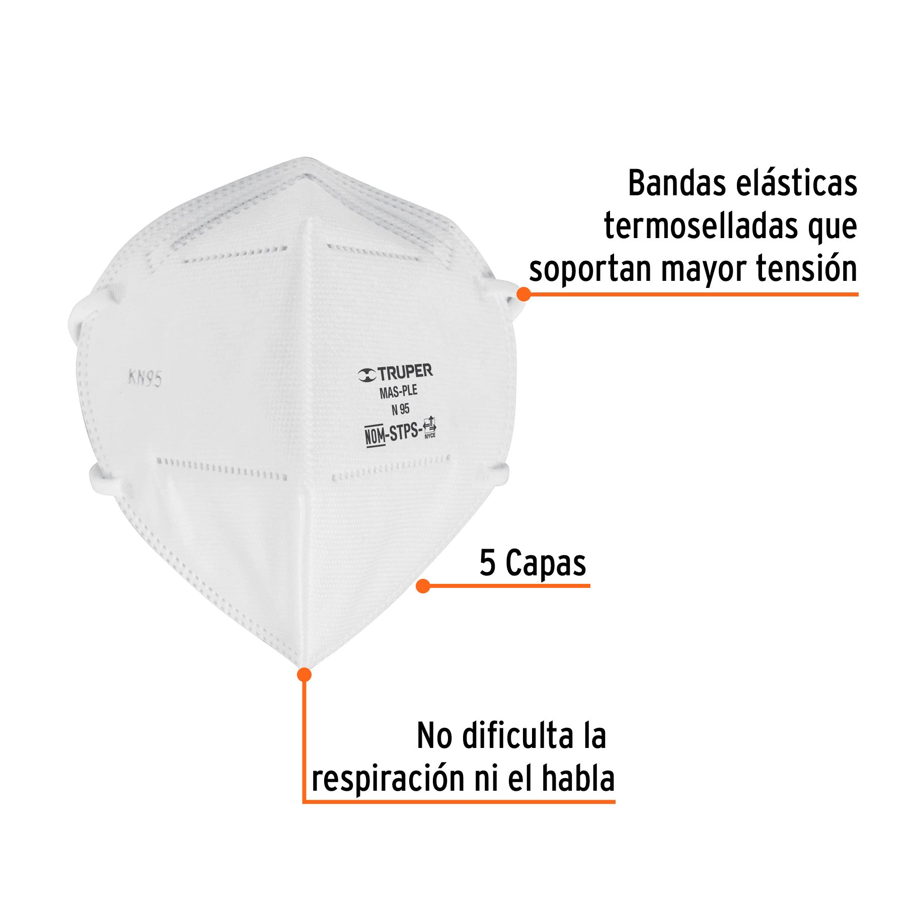 Respirador plegable N95, para polvos y partículas, TRUPER