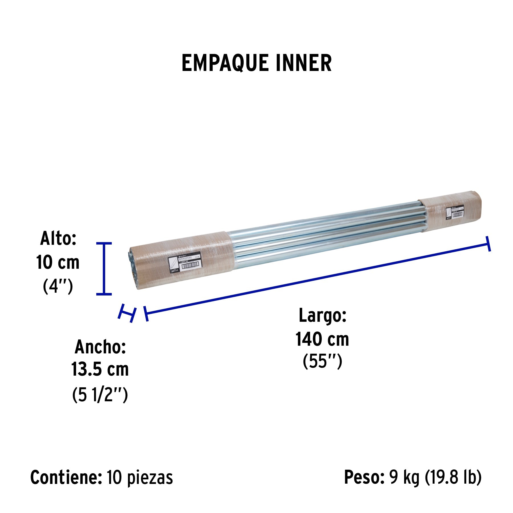 Mástil de 1.4 m para antena aérea, VOLTECK - Empaque