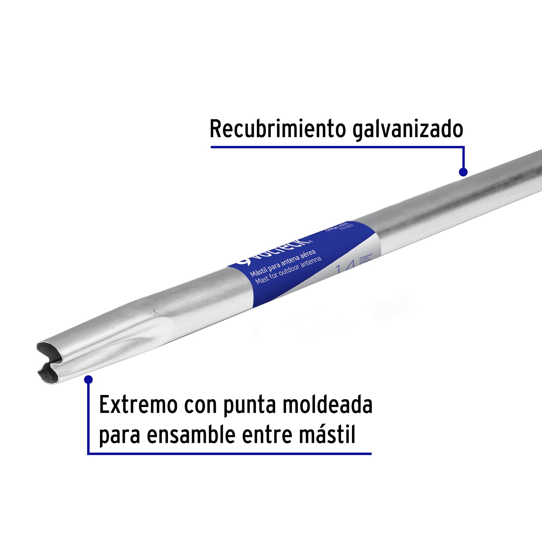 Mástil de 1.4 m para antena aérea, VOLTECK