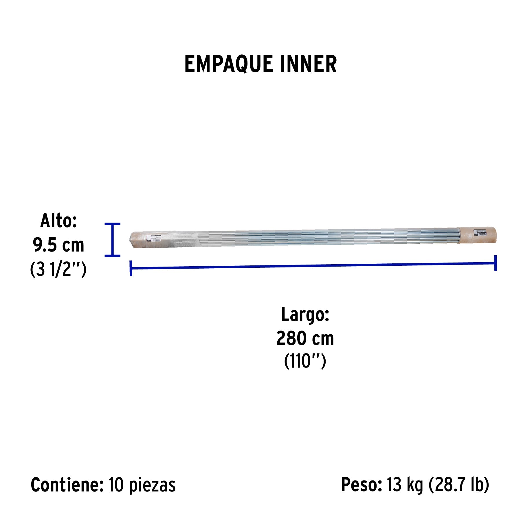 Mástil de 2.8 m para antena aérea, VOLTECK - Empaque