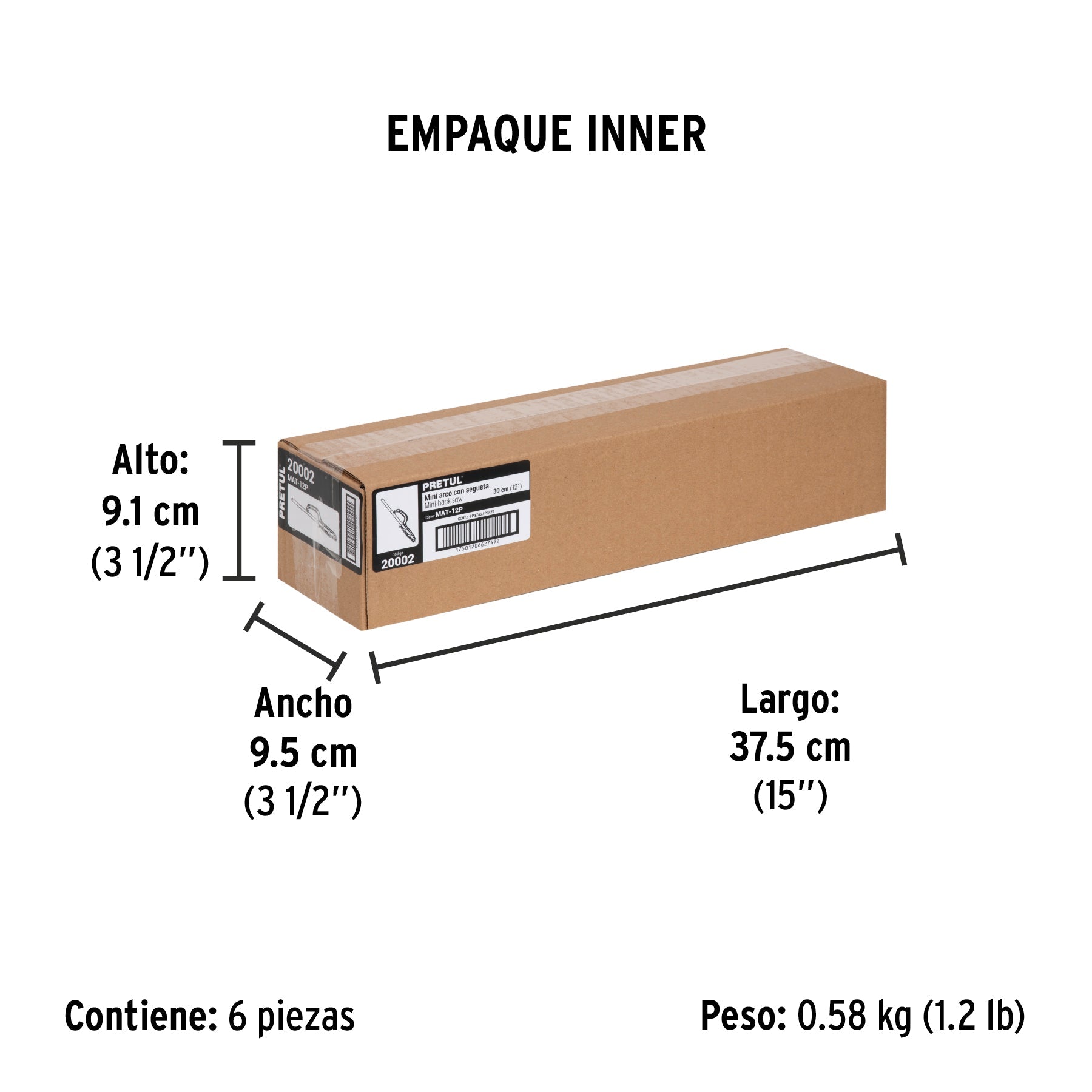 Mini arco 12" de plástico para segueta, PRETUL - Empaque