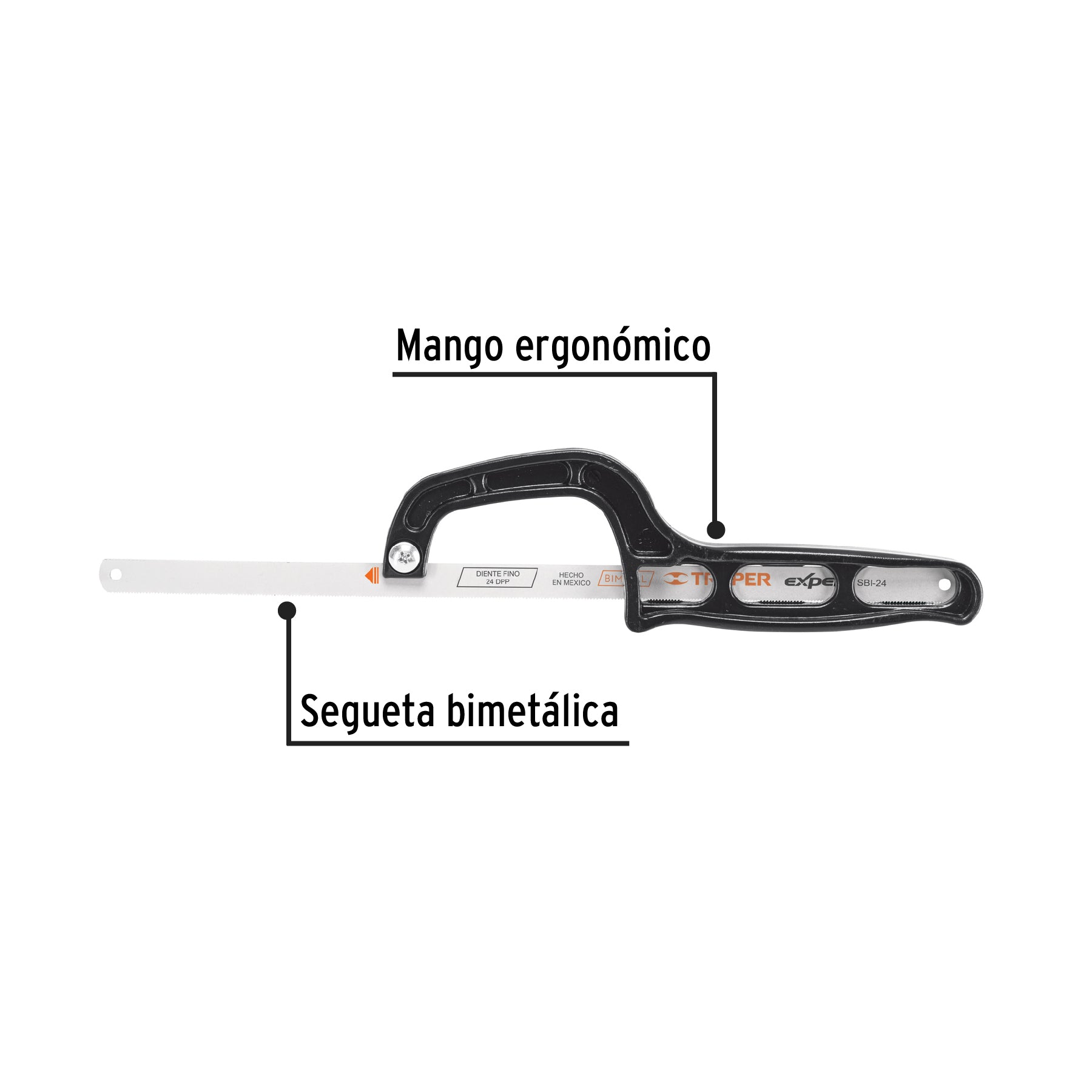Mini arco 12" de plástico para segueta, PRETUL