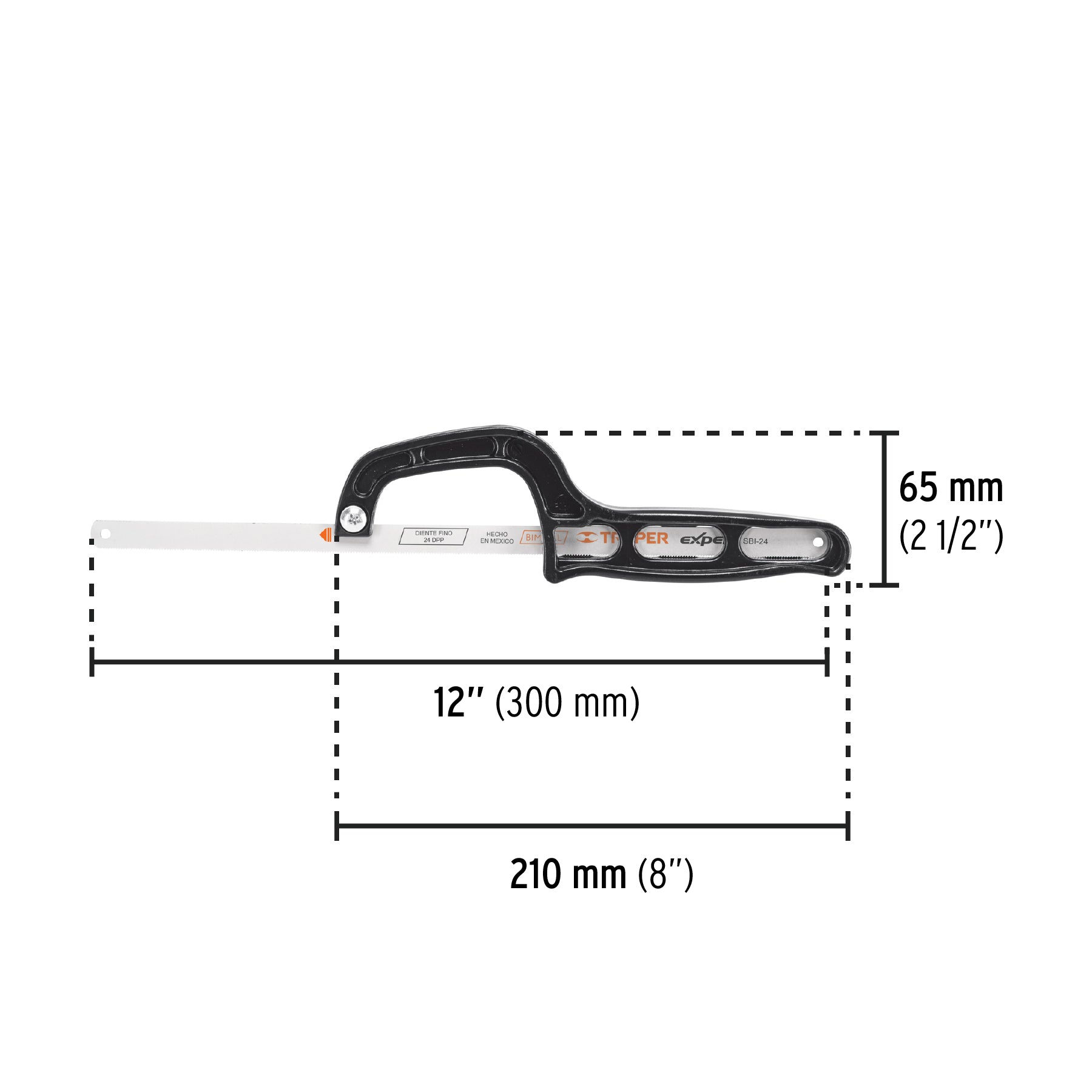 Mini arco 12" de plástico para segueta, PRETUL