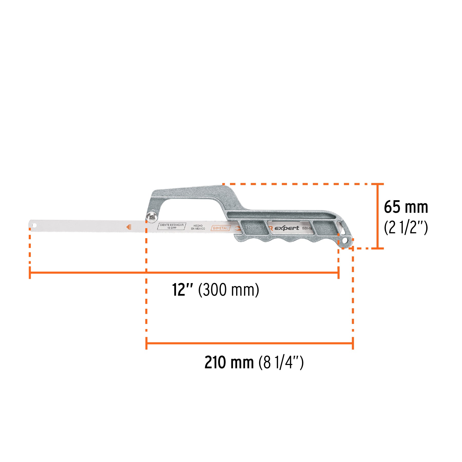 Mini arco 12" de aluminio para segueta, TRUPER