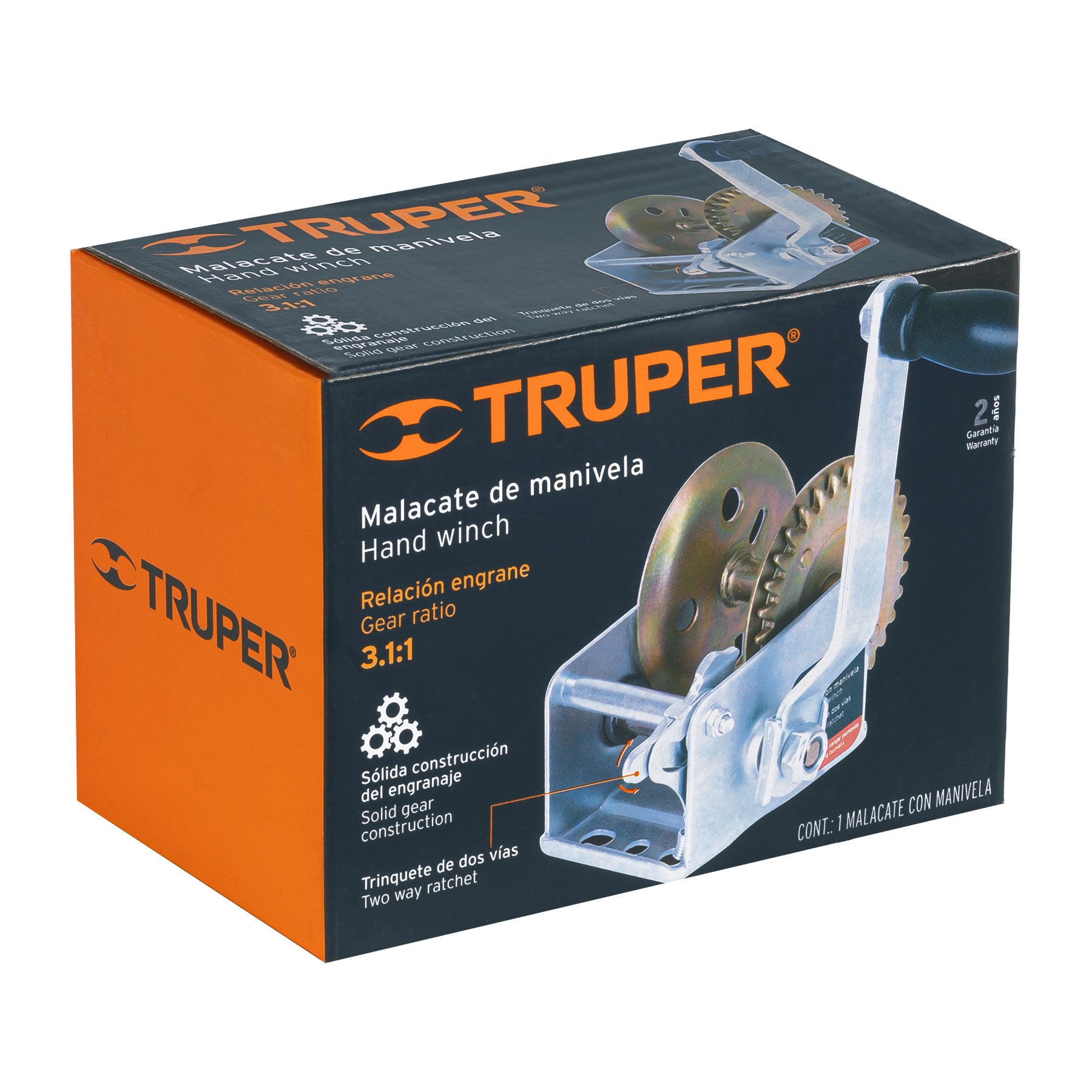 Malacate de manivela 270 kg sin cable, TRUPER