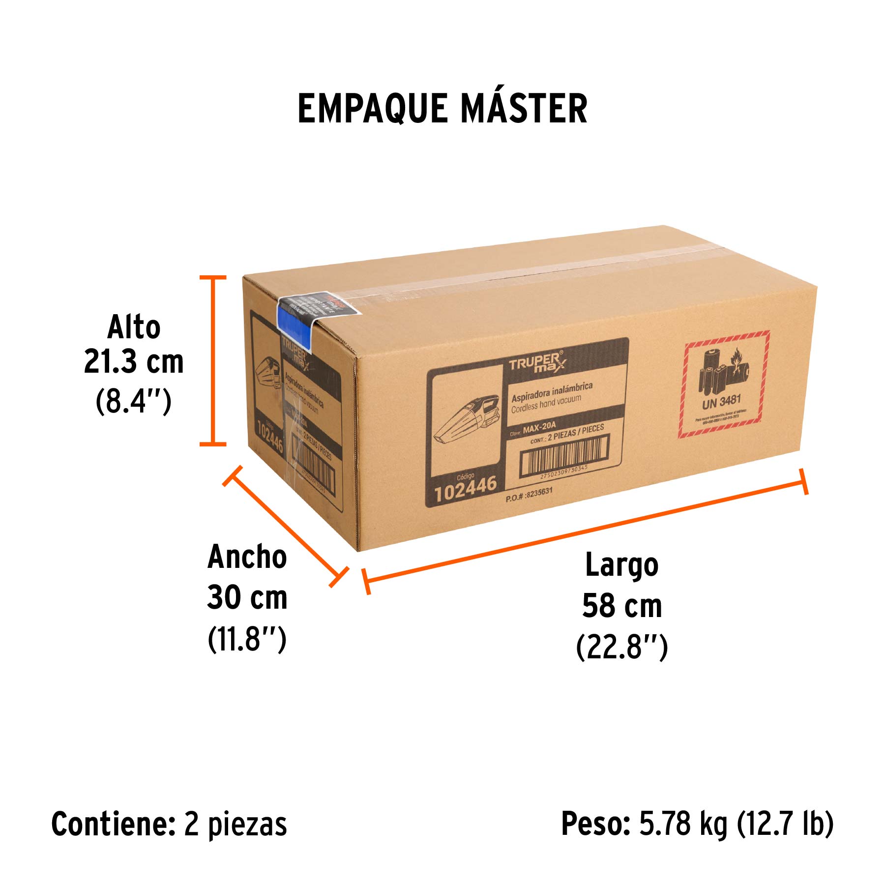 Aspiradora para auto, 20V, 1 batería 2Ah, MAX - Empaque