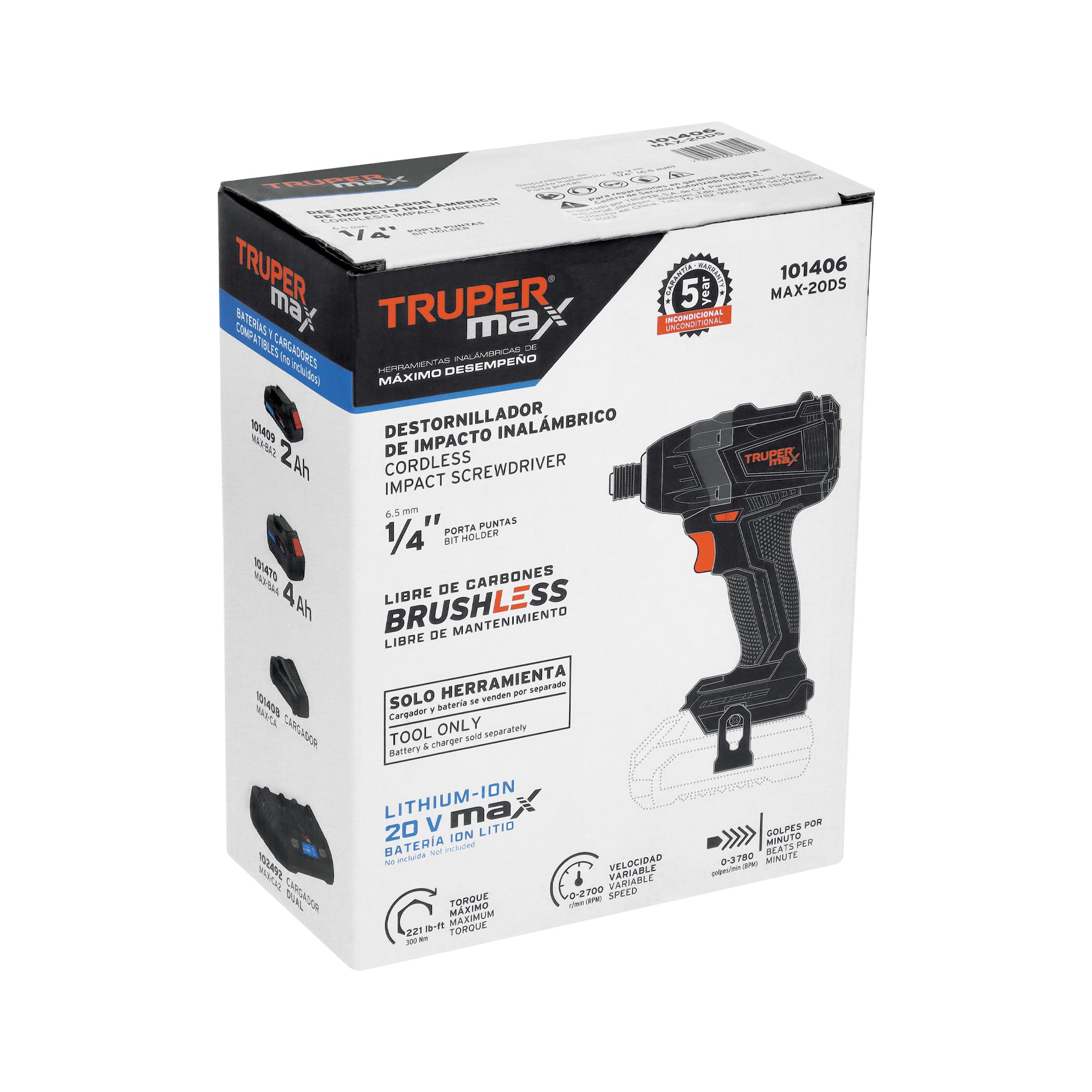 Destornillador de impacto, 20V, sin accesorios, MAX
