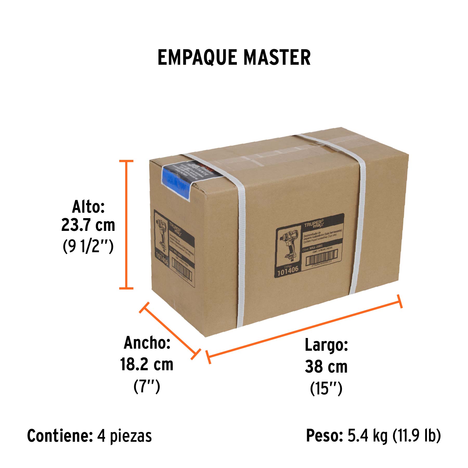 Destornillador de impacto, 20V, sin accesorios, MAX - Empaque