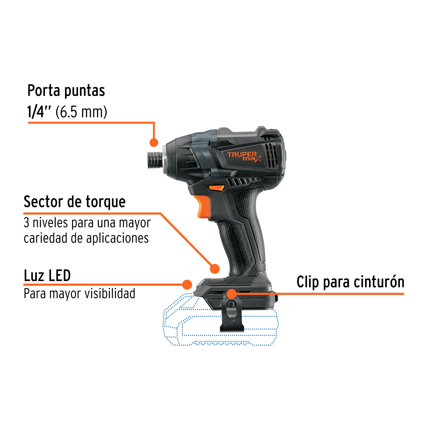 Destornillador de impacto, 20V, sin accesorios, MAX
