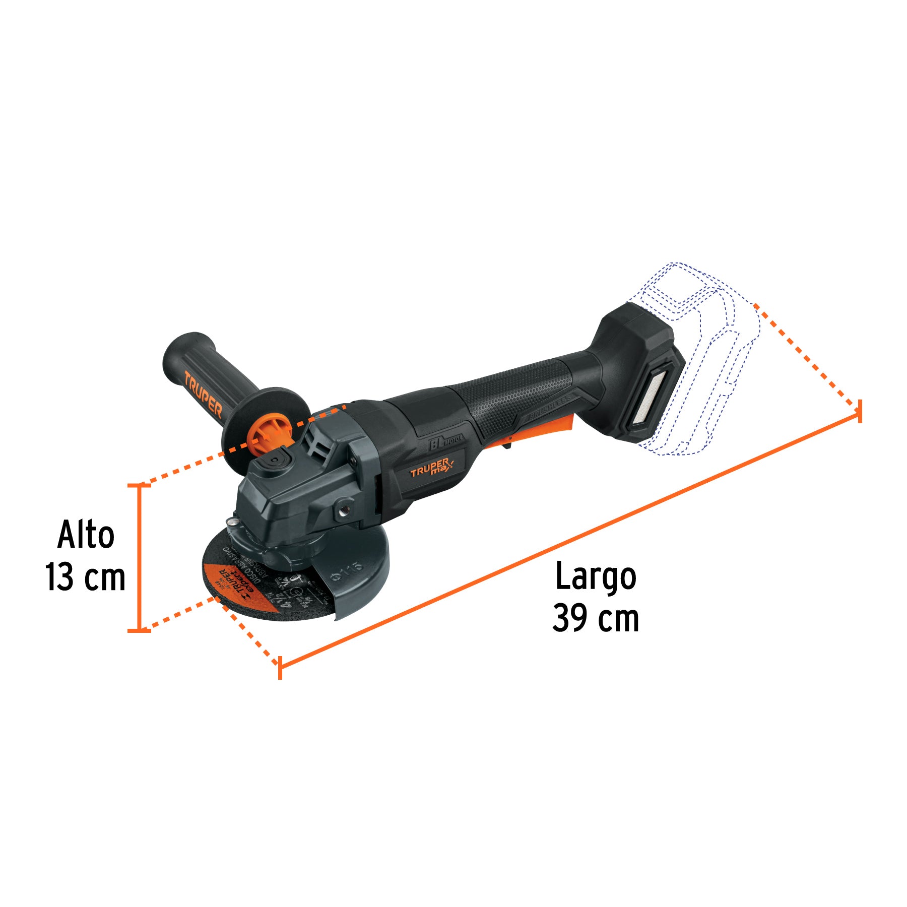 Esmeriladora 4-1/2" 20V, int. paleta, s/accesorios, MAX