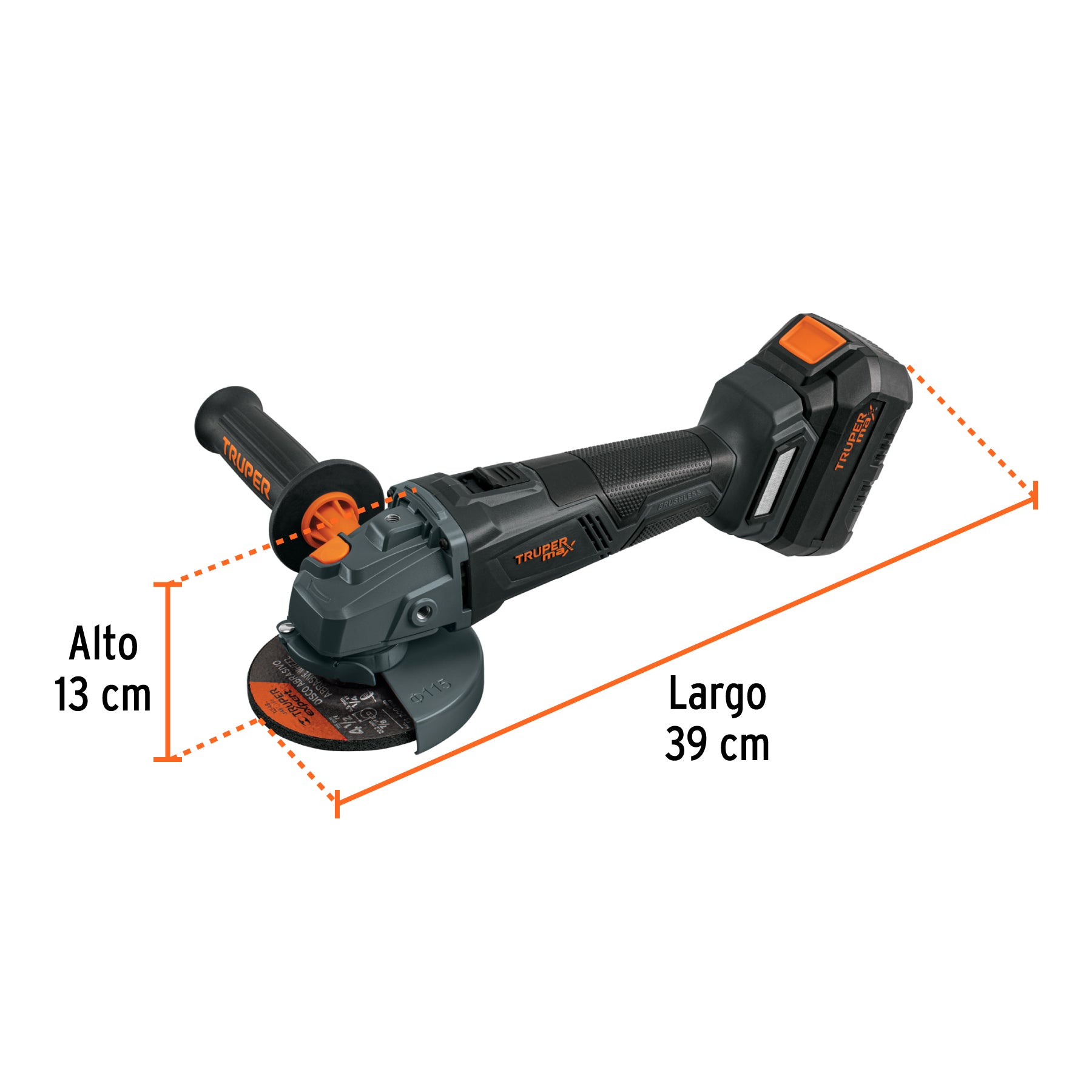 Esmeriladora 4-1/2", 20V, 1 batería 4Ah, MAX