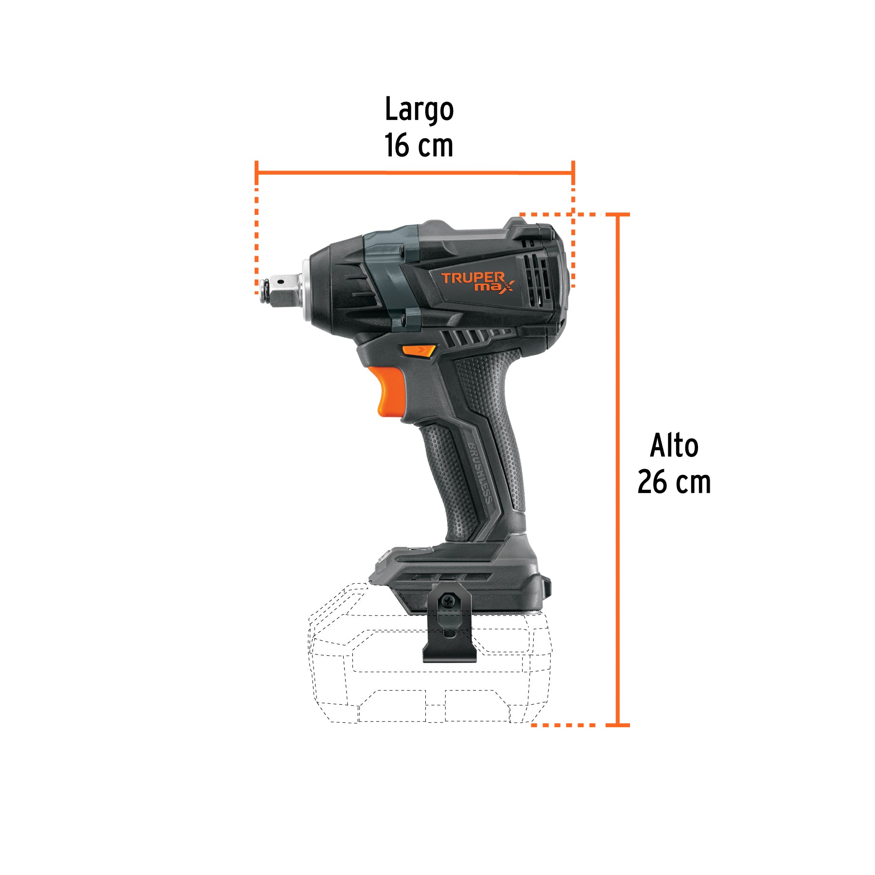 Llave de impacto 1/2", 20V, 155 lb/ft, sin accesorios, MAX