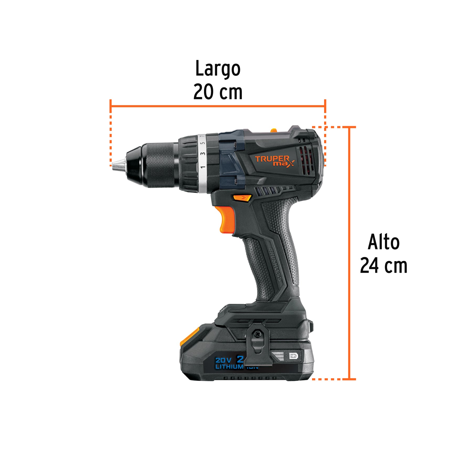 Rotomartillo 1/2", 20V, 2 baterías 2Ah, MAX
