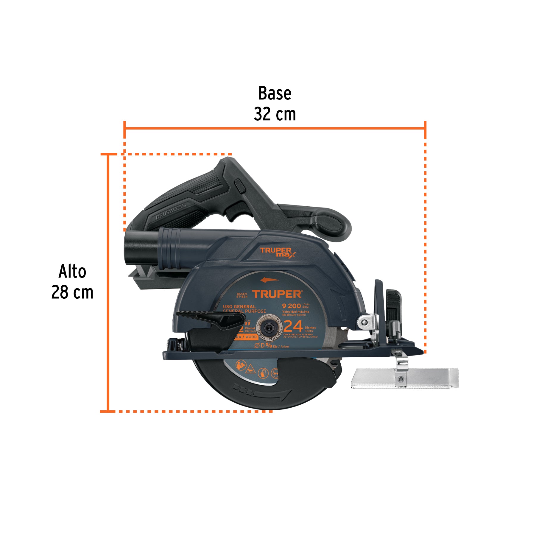 Sierra circular 6-1/2", 20V, s/accesorios, TRUPER MAX
