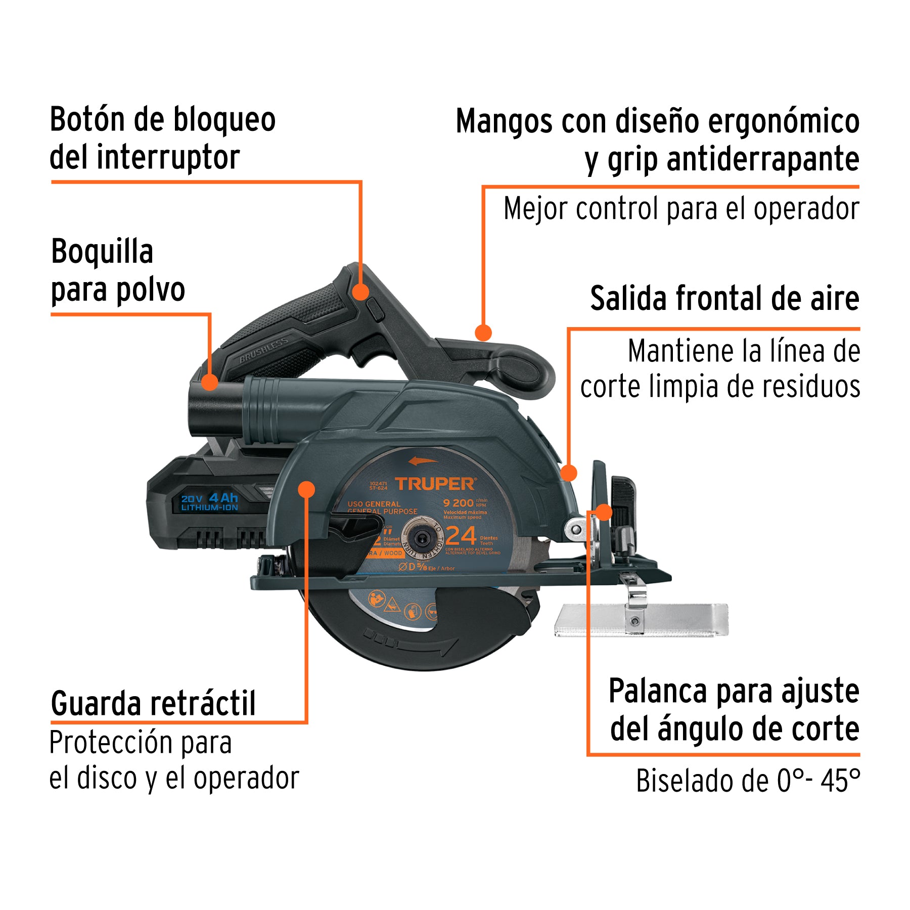 Sierra circular 6-1/2", 20V, 1 batería 4Ah, MAX