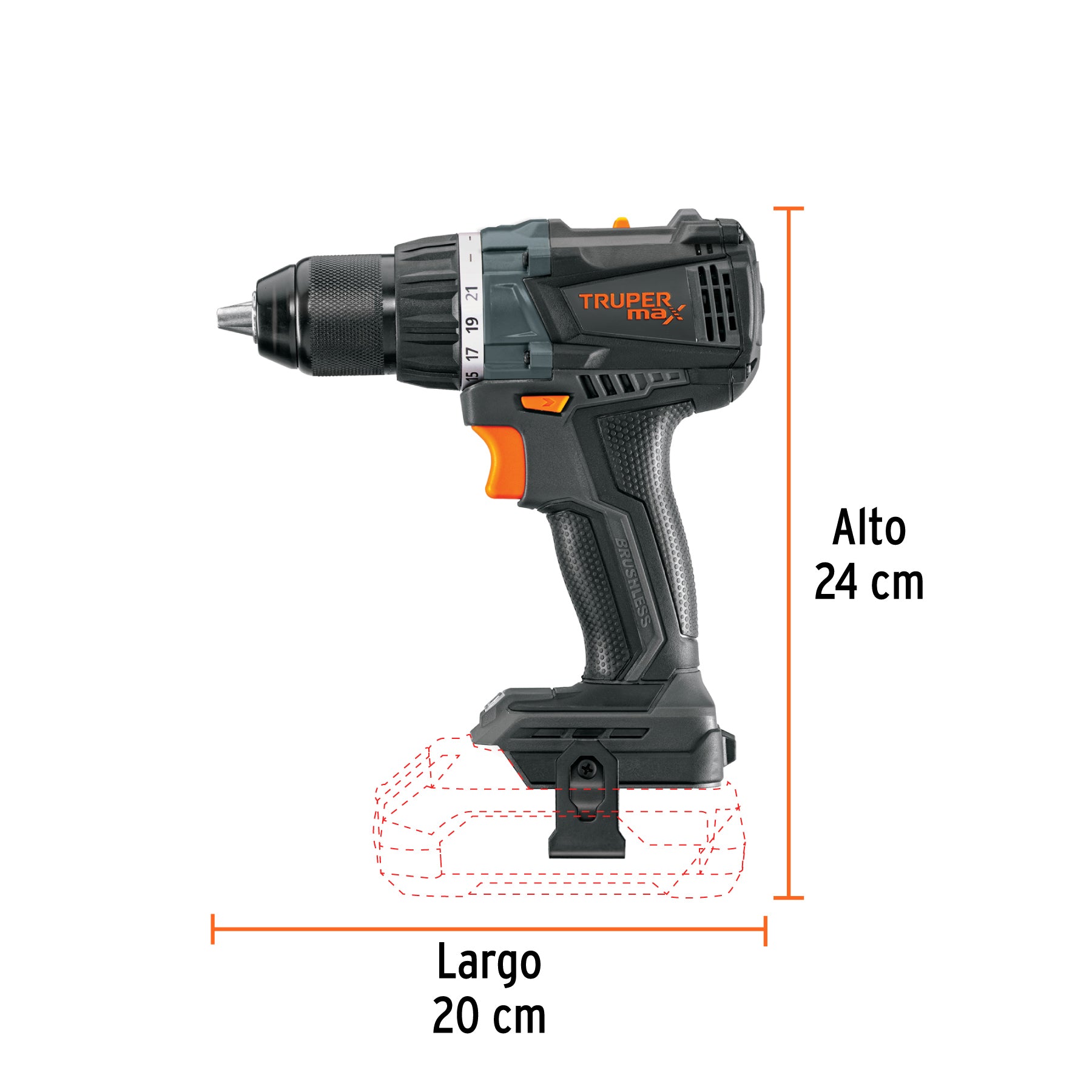 Taladro 1/2", 20V, sin accesorios, MAX