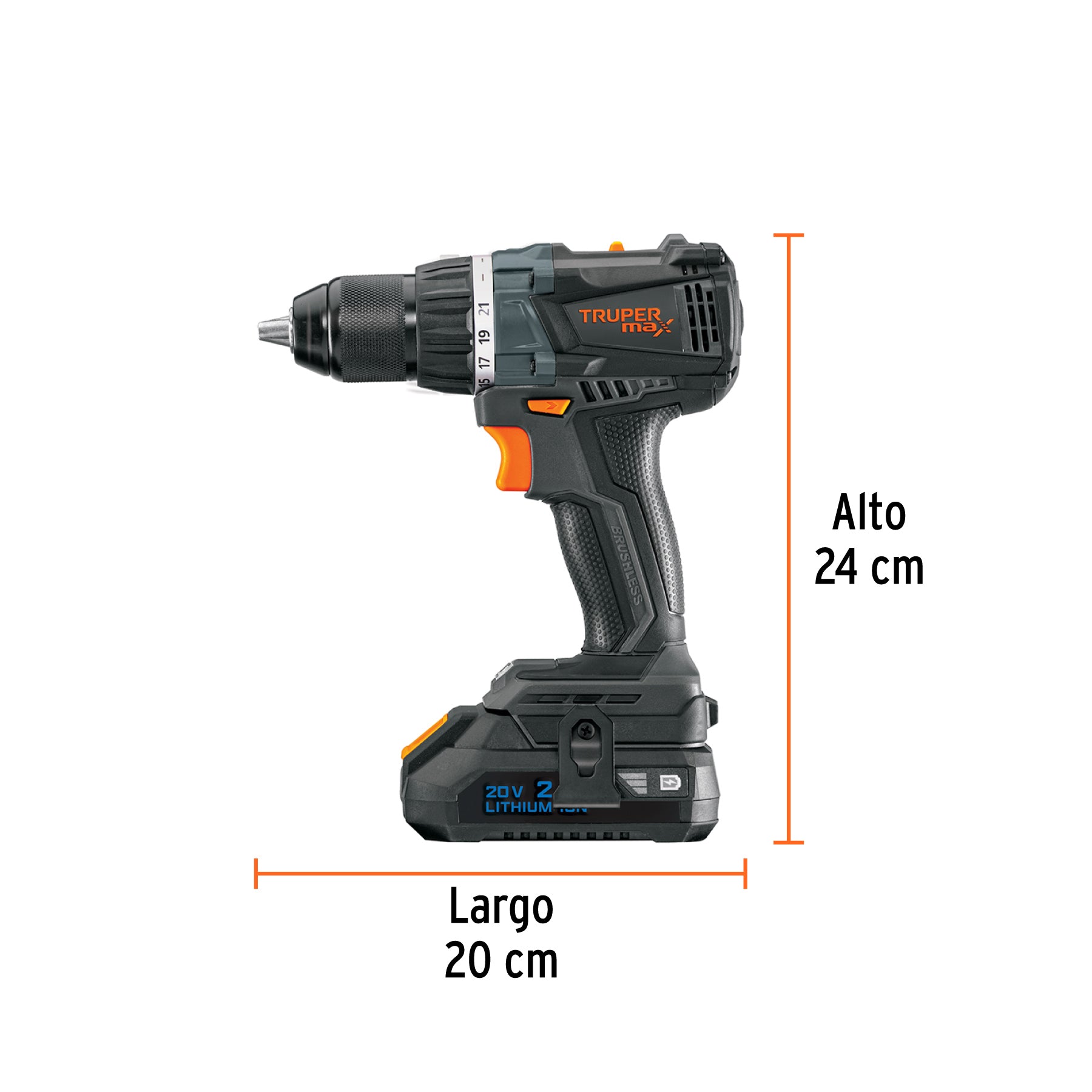 Taladro 1/2", 20V, 2 baterías 2Ah, MAX