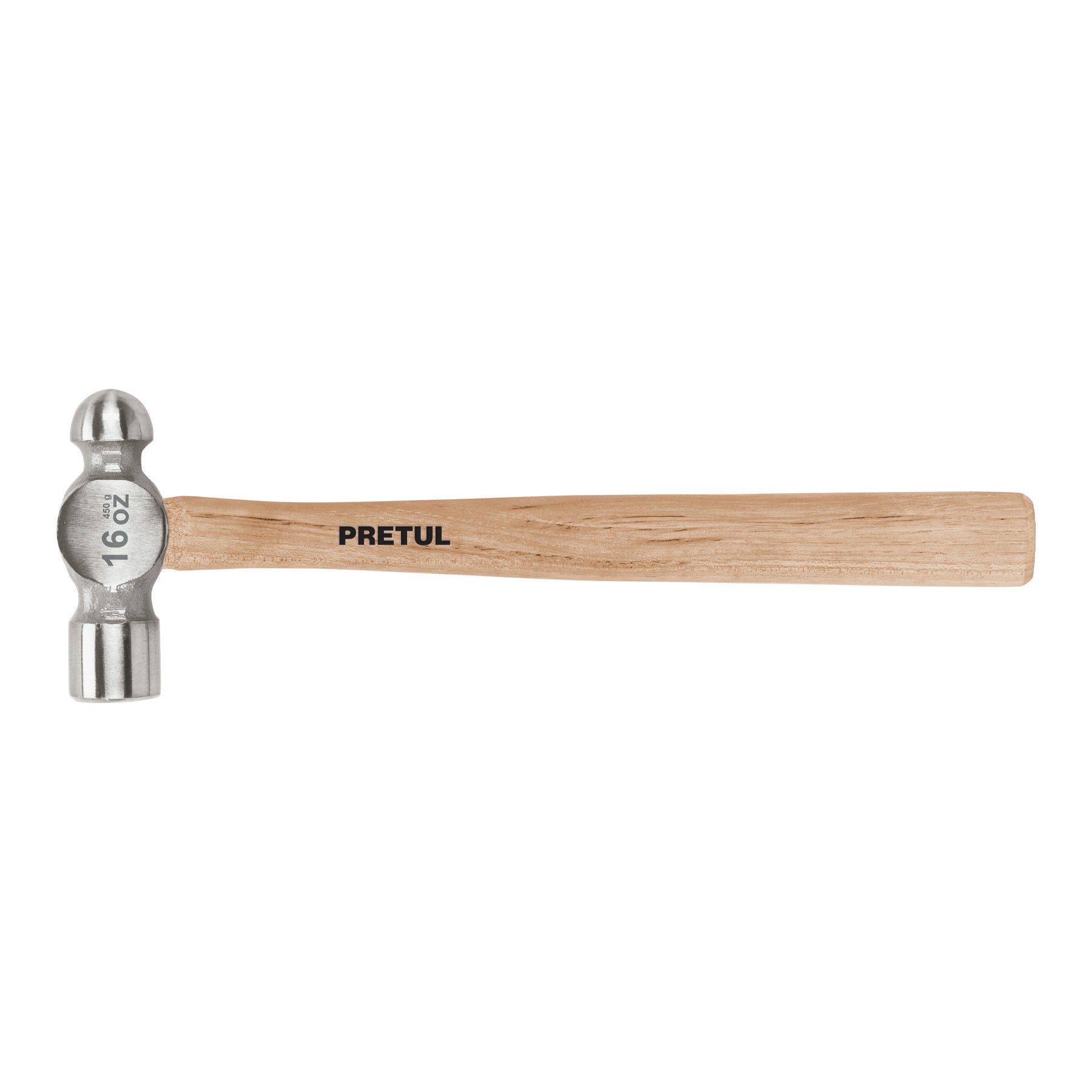 Martillo pulido de bola 16 oz mango madera, PRETUL