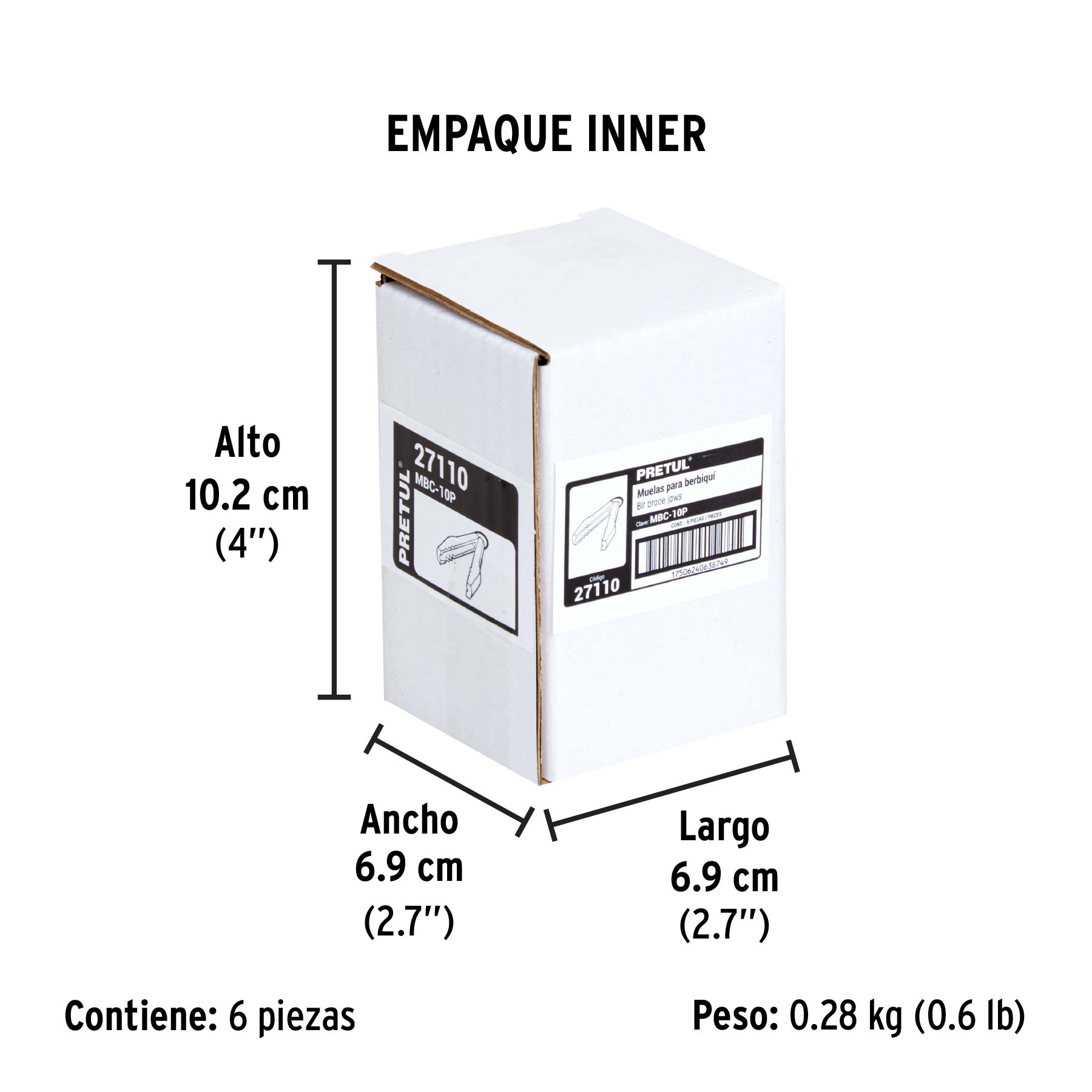 Juego de muelas para berbiquí 12", PRETUL - Empaque