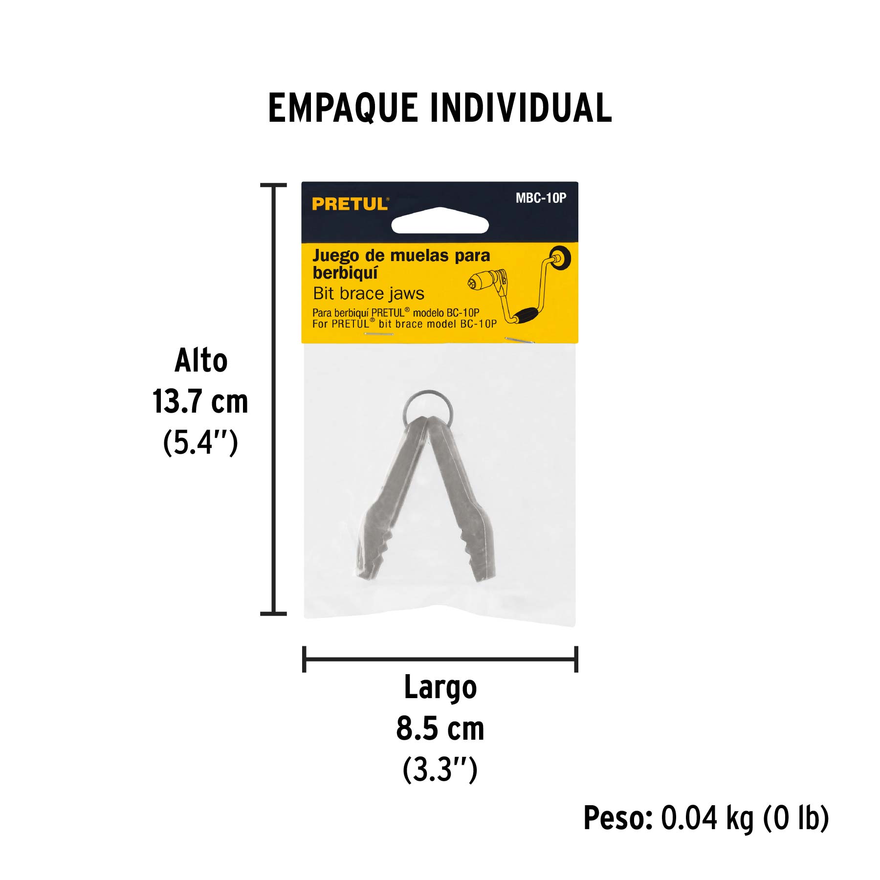 Juego de muelas para berbiquí 12", PRETUL - Empaque