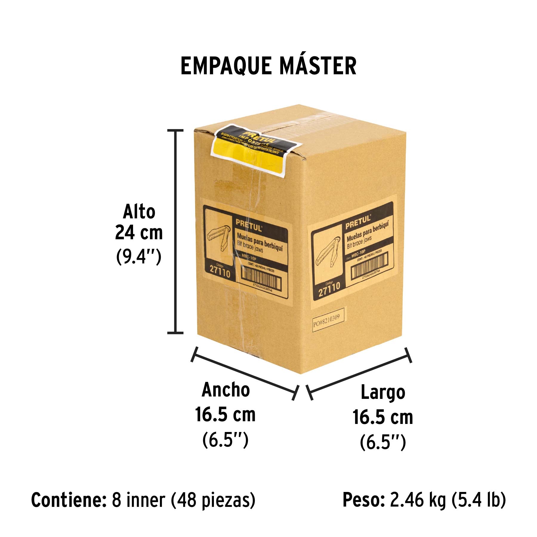 Juego de muelas para berbiquí 12", PRETUL - Empaque