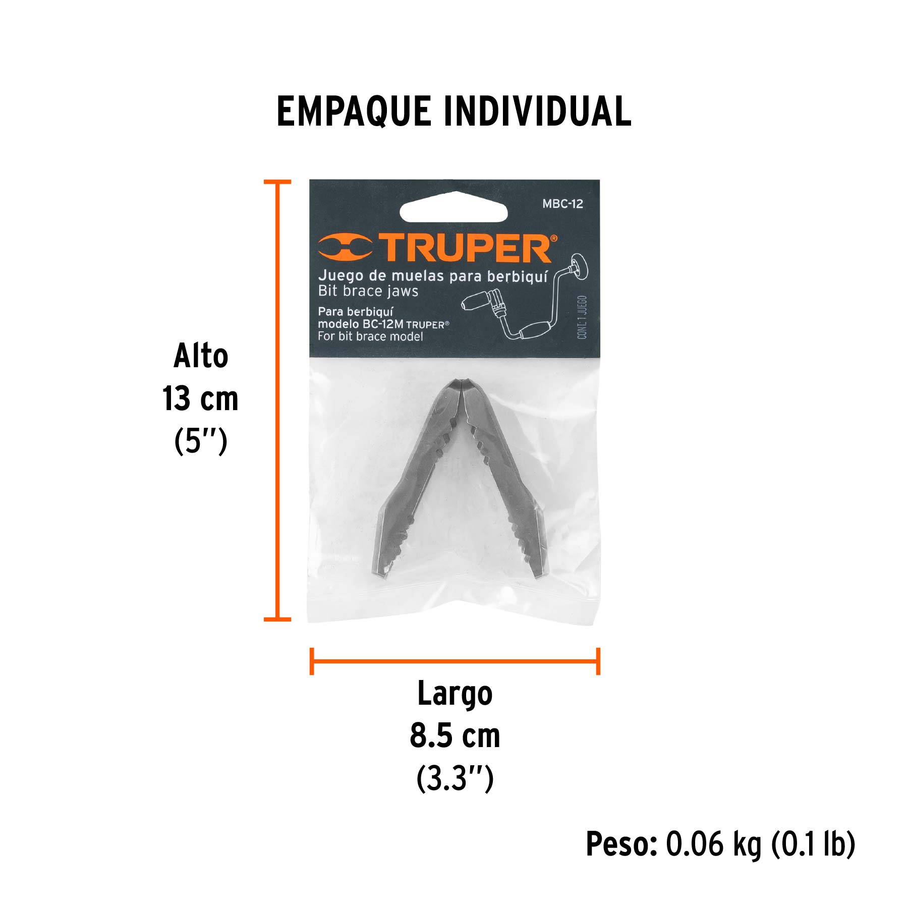 Juego de muelas para berbiquí 12", TRUPER - Empaque