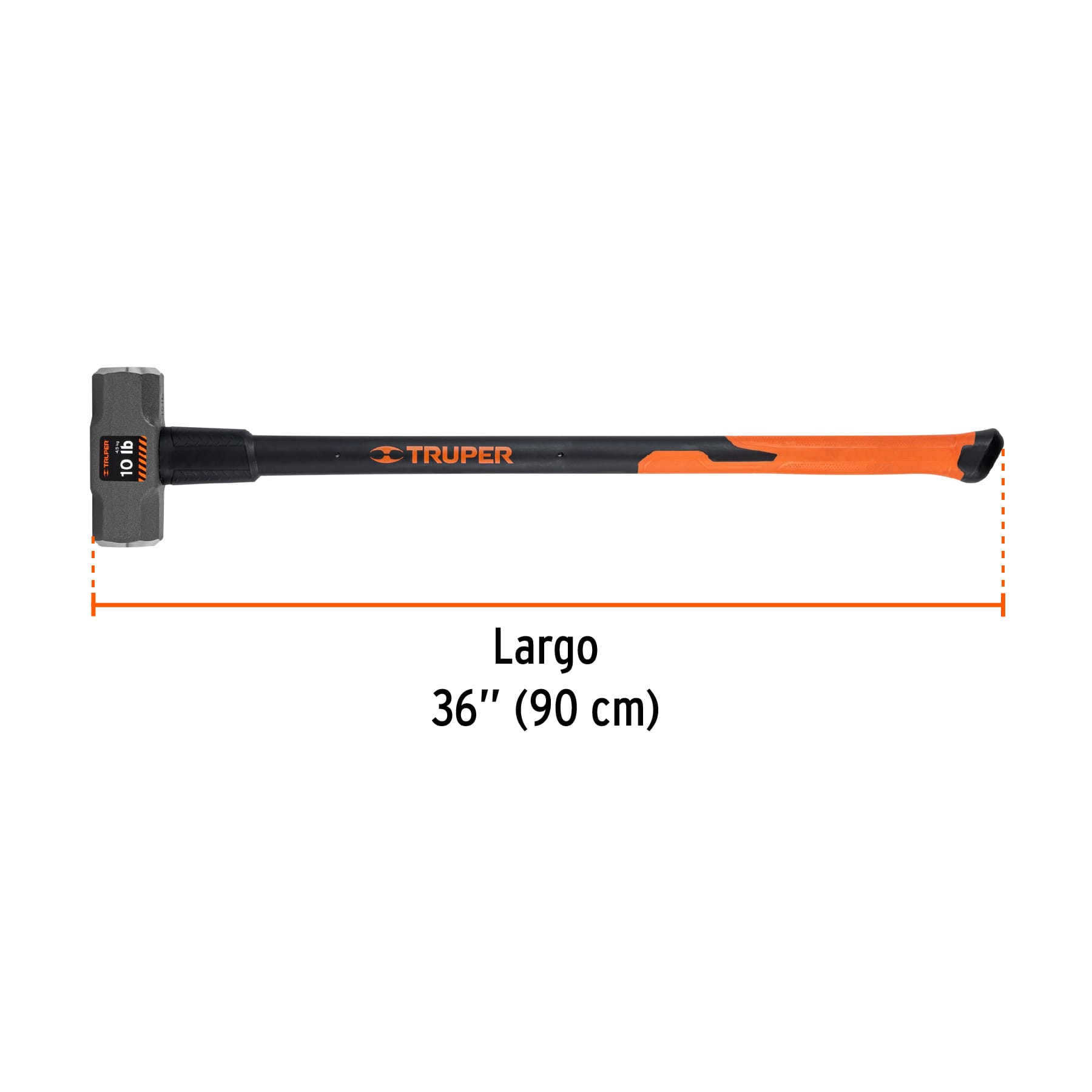 Marro octagonal 10 lb, mango fibra de vidrio 36", TRUPER