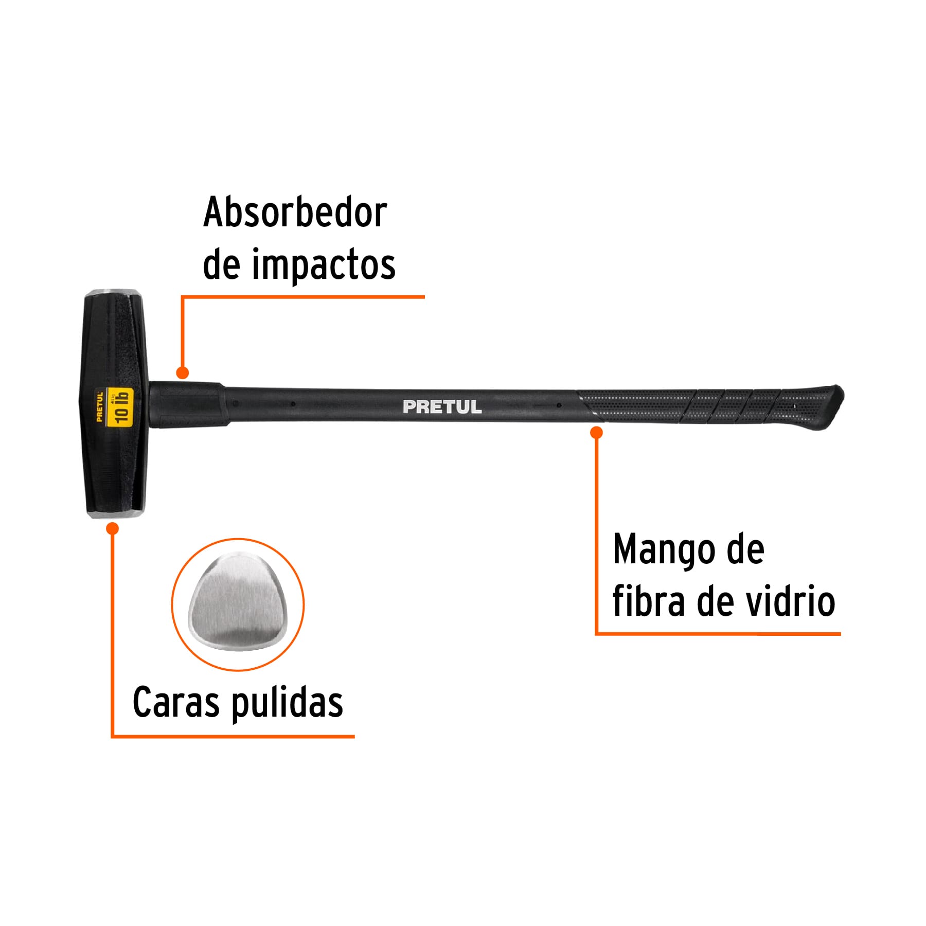 Marro tipo Nevada 10 lbs. mango 36", PRETUL