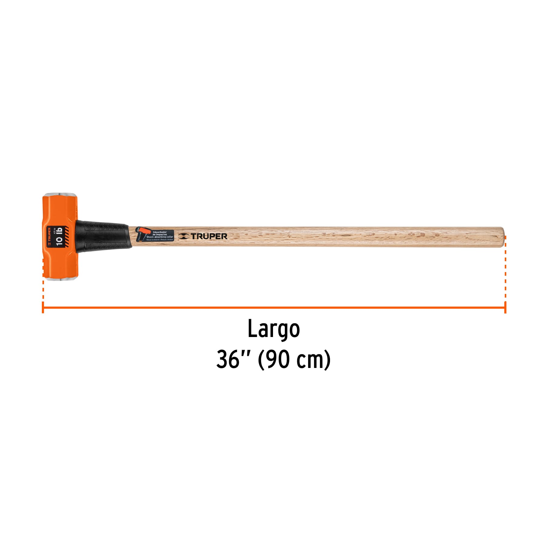 Marro octagonal 10 lb, mango de madera 36", TRUPER