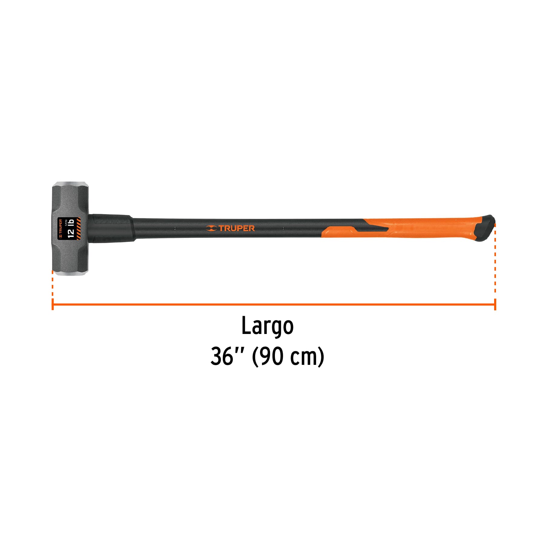 Marro octagonal 12 lb, mango fibra de vidrio 36", TRUPER