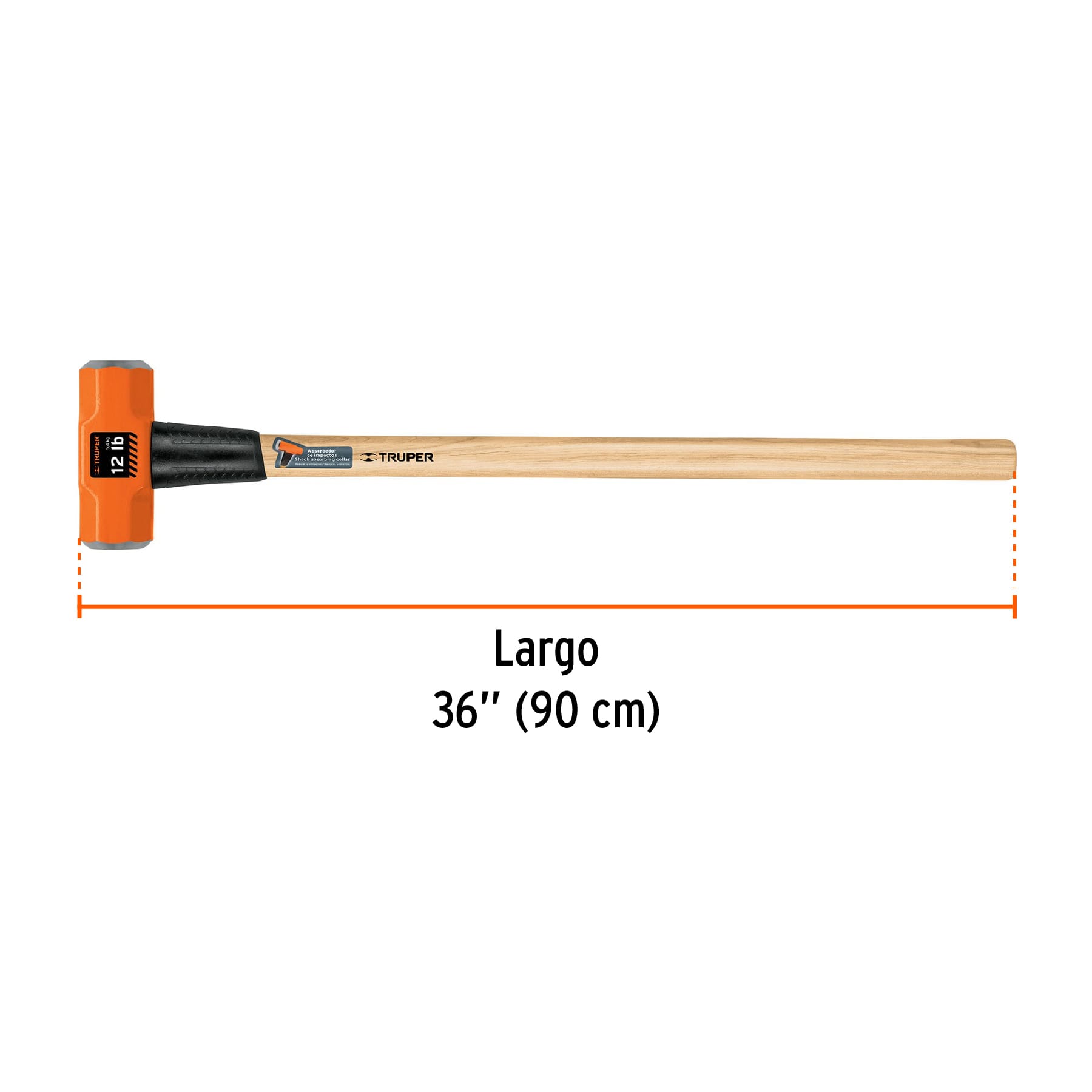 Marro octagonal 12 lb, mango de madera 36", TRUPER