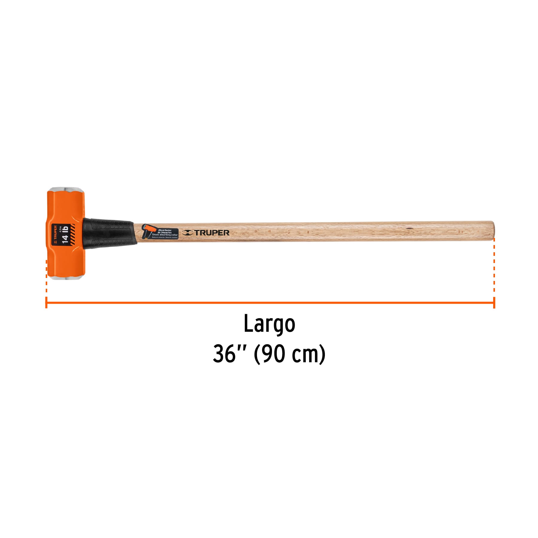 Marro octagonal 14 lb, mango de madera 36", TRUPER